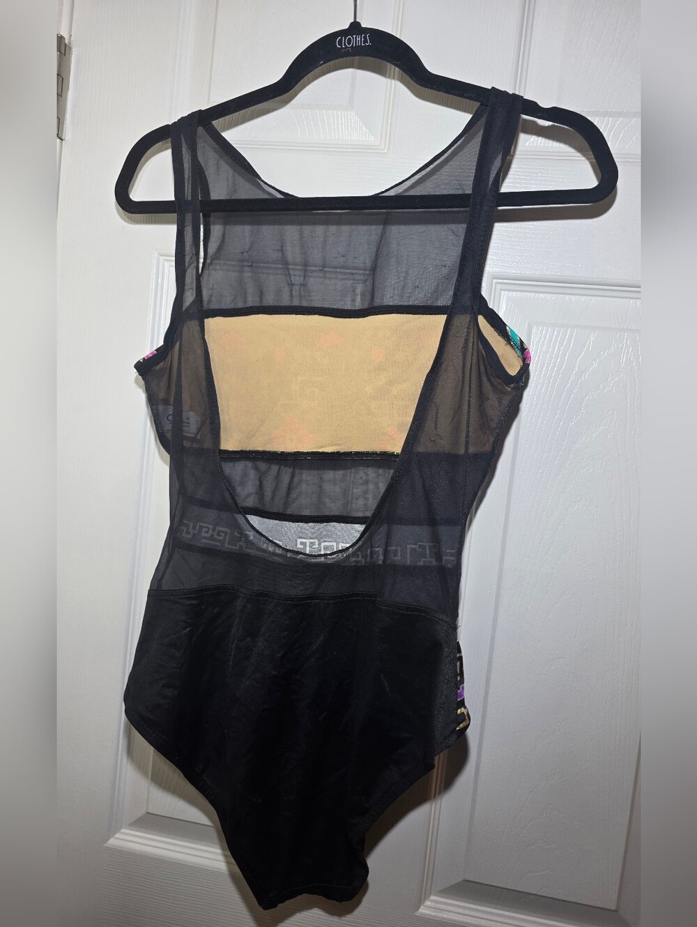 Catalina Vintage One Piece Swimsuit Black Mesh Floral Size 12 Made in USA - Picture 4 of 7